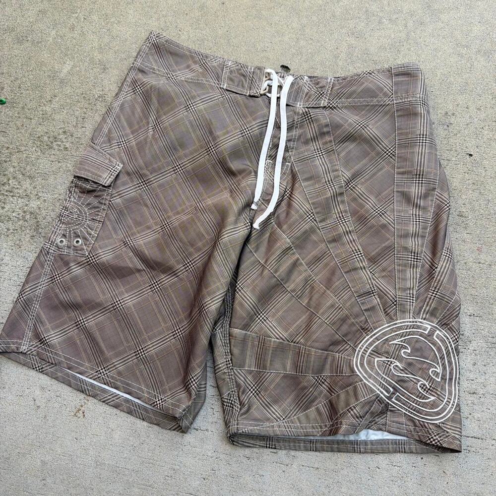 Billabong Andy Irons Rising Sun Board Shorts brown plaid
